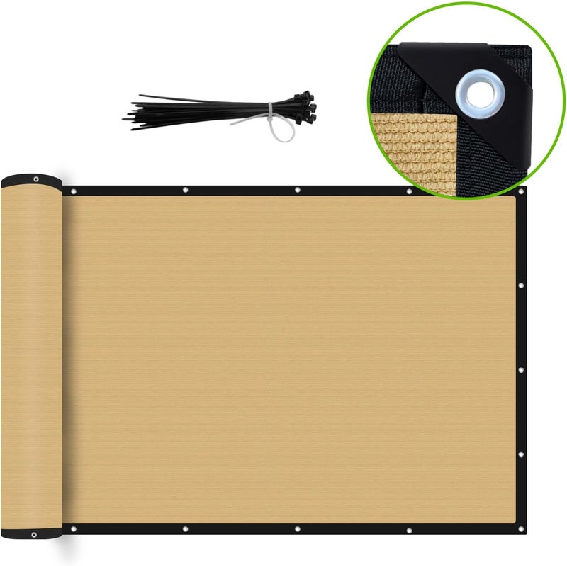 Shatex Balcony Privacy Screen Privacy Fence Screen 3x16ft Beige,Outdoor Heavy Duty 90% Blockage Shade Cover for Wall Garden Gazebo Backyard - Image 2